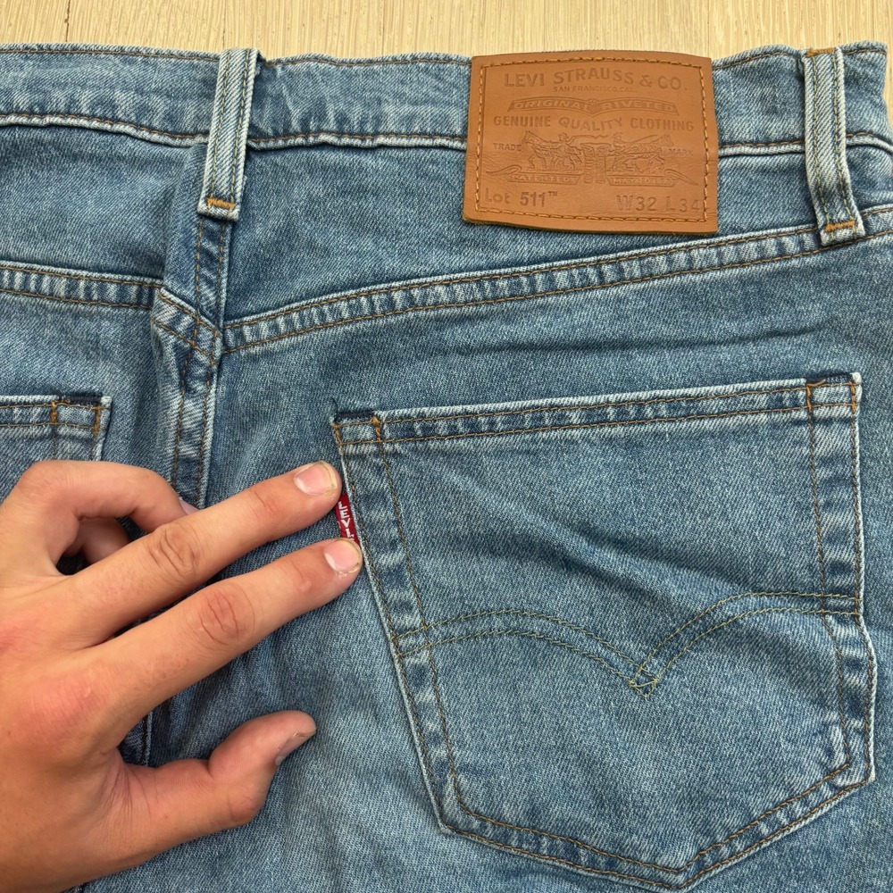 Levi's 511 Slim Fit Jeans Mens 32x34 Blue Medium Wash Excellent Stretch Denim